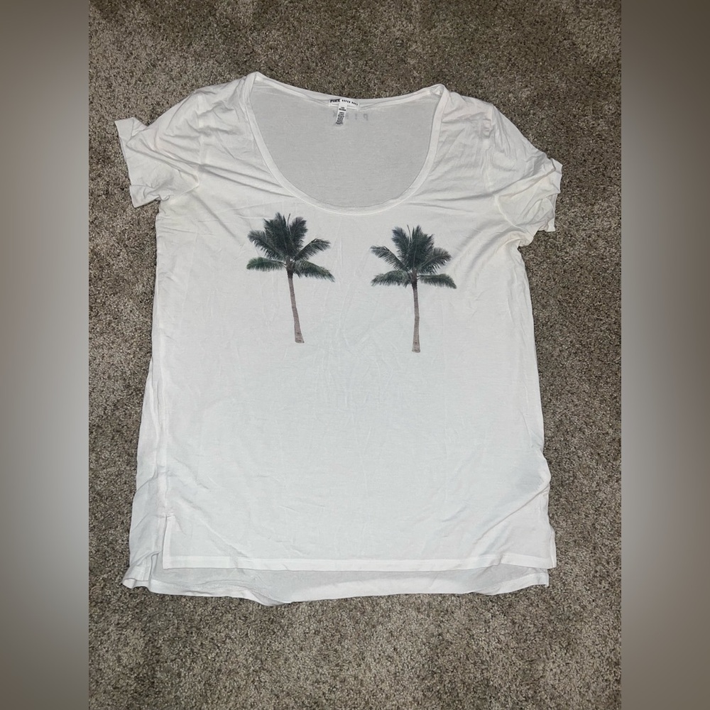 PINK Victoria's Secret White Palm Tree Tee